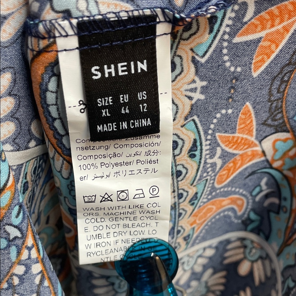 SHEIN Bohemian Blue and Orange Patterned Dress - Picture 2 of 6